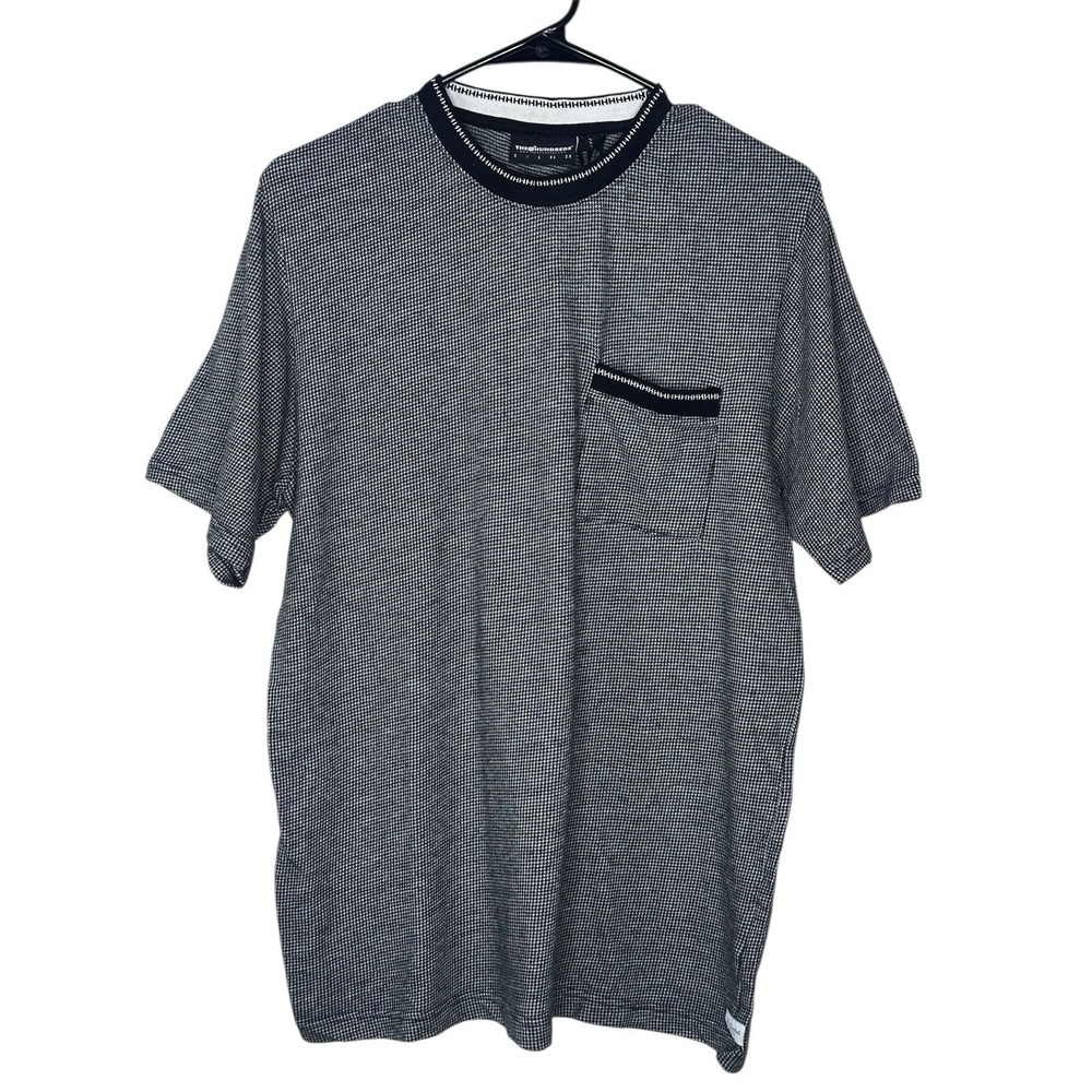The Hundreds Houndstooth AOP Short Sleeve T-Shirt Black White MEDIUM Cotton